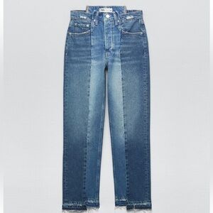 Zara ZW THE MID-RISE CONTRAST STRAIGHT JEANS
